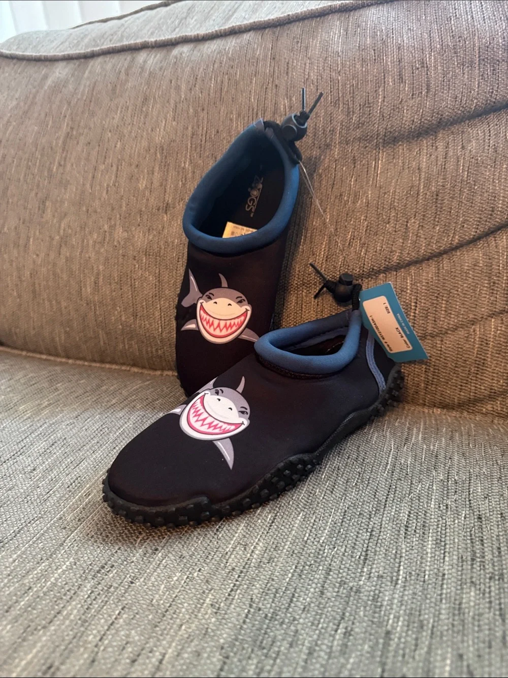 ***2/$15***  Kids Shark Slip-On Water Shoes in Black and Blue